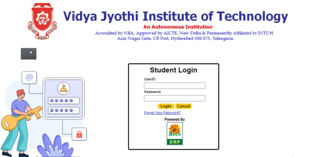 This emage showing a VJIT Student Login 